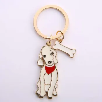 Bedlington Teriér Klíčenka Kroužky na Klíče Pro Auto Kovové Slitiny Pet Pes Přívěsek Bag Kouzlo Ženy Muži klíčenka Přívěšek na klíče milovníky Psů dárek