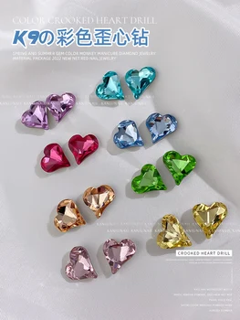 2ks Velký Křivý Srdce Vrták 12x13mm Nehty Diamond Kamínky Špičaté dno Crystal Kameny pro zdobení nehtů