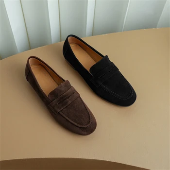 Nový Retro měkké kůže líný Lefu boty ženské jaře a na podzim black brown soft sole kůže jediné boty ležérní ploché boty
