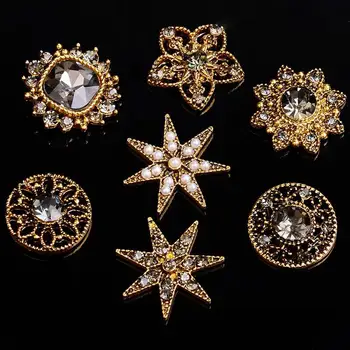 10 Ks Antické Zlato Duté Geometrické Kouzla S Pearl Crystal Drahokamu Diy Příslušenství Pro Šperky Dělat Zásoby