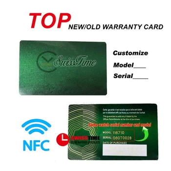 Box Vydání Zelené Zakázku Rollie NFC Záruční list Anti-Padělání Korunu A Fluorescenční Štítku Dárek Serial Tag pro Rx Watch Box