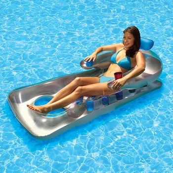 Léto, Vody, Plovoucí Řádek Nafukovací nafukovací Matrace s 18 Držáky Bazénu Lehátko Float Plovoucí Křeslo Relax Air Bed