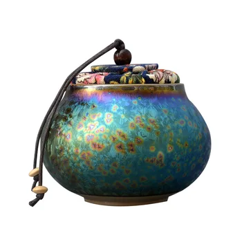 Keramické Temmoku Glazurou Pece Pečené Sedmi Barevných Zhan Jian Ruční Práce Vynikající Čaj Kontejnery Čaj Skladování Jar Dekorace