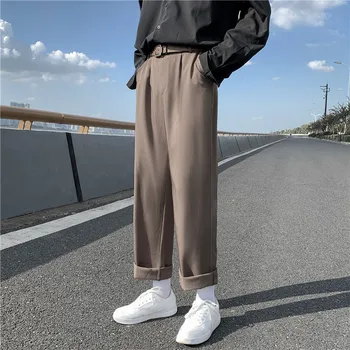 2020 Pánské Módní Cargo Volné Ležérní Kalhoty Streetwear Kalhoty Volné Kalhoty Módní Trend Hnědé/černé Barvy, Rovné Kalhoty