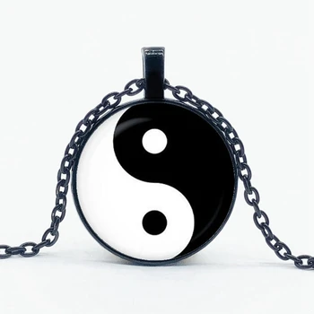 Nový Yin Yang Tai Chi Náhrdelník Čínská Yin Yang Tai Chi Gossip Vzor Sklo Přívěsek Náhrdelník Příslušenství