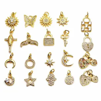 Populární malý přívěsek Slunce JesusCross kouzlo lesklý měděný pozlacený přívěsek DIY náramek, náhrdelník náramek příslušenství