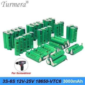 Turmera 3S 12.6 V 4S 16,8 V 5S 21V 6S 25V VTC6 Baterie TUR18650VTC6 3000mah Baterie 30A pro Šroubovák 18V Baterie, Přizpůsobit