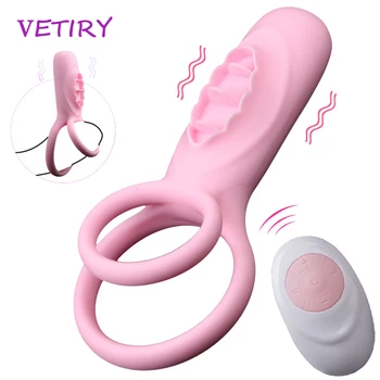 Penis Ring Jazyk Lízání Vibrátor Zpoždění Ejakulace Klitoris Varlat Stimulují Cock Ring Sex Hračky pro Ženy, Muže, Masturbace
