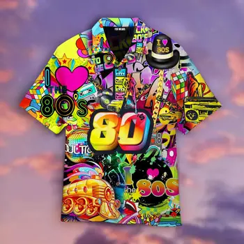 Pánské Košile Hip Hop Krátký Rukáv Hawaii Kubánské Oblečení Harajuku Vrcholy 3D Tištěné pro Muže Letní Dovolenou