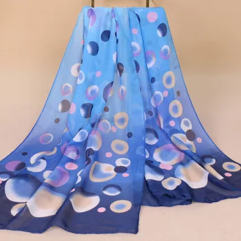 2018 žen Šátek šifon letní plážové šátky tenké Barevné kruhy print šátek zábal 160x50cm