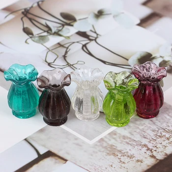 1:12 Barevných Mini Keramický Květináč, DIY Ruční Panenky Dům Kuchyň Keramické Ornament Zdobí Vázu Domeček pro panenky Miniatury