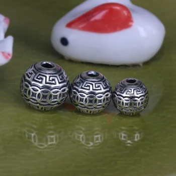 3D 999 Stříbrné Šperky Korálky Těžké Čistého Stříbra Starověké Čínské Mince Symbolem Korálky DIY Šperky Štěstí, Symbol Korálky dobré pro bohatství