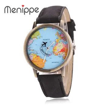 Nově Design Mini Mapa Světa Hodinek Ženy Muži Dárek Hodinky Jedinečné Značkové Módy time Quartz Mužské hodiny šaty hodinky