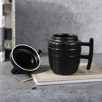 Kreativní Granát Pohár s víkem keramický hrnek, vojenské kanceláře, coffee cup, pít, pohár, speciální dárky