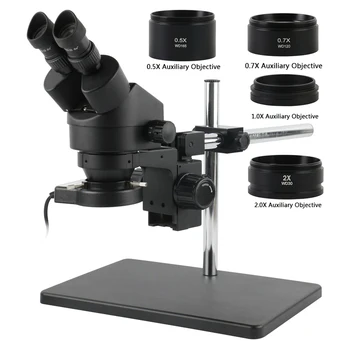 3.5 X-90X Zoom Průmyslové Laboratoře Multi Osy Nastavitelná Binokulární Stereo Mikroskop + 0,5 x 0,7 x 1.0 x 2.0 x Pomocných objektivu