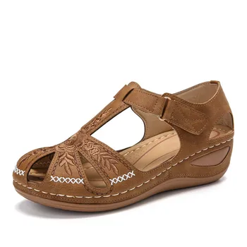 Žena Letní Vintage Wedge Sandály Spony Ležérní Šití Dámské Boty Ženské Dámy Platforma Retro vyšívané Sandalias q426