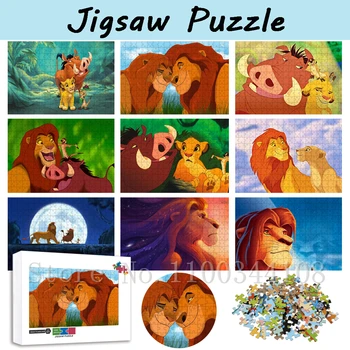 300/500/1000 Kousky Filmů Disney Puzzle Lví Král Simba Nala Dřevěné Puzzle pro Děti, Vzdělávací Hračky, Jedinečný Dárek