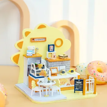 DIY Kawaii Pet Dům Dřevěný Domeček pro panenky Miniaturní Nábytek Kit Domy Panenky Sestavit Hračky pro Děti Vánoční Dárek Casa