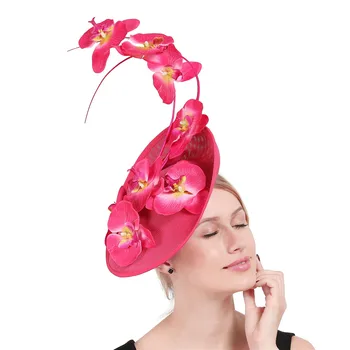Elegantní Dámy Květinový Dekor, Kloboučnické Derby Strana Čaj Přilby Hot Pink Chapeau Fascinators S Krásné Nádherné Klobouky Ženy
