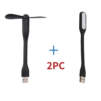 Kreativní USB Ventilátor Flexibilní Přenosné Mini Ventilátor a USB LED Světlo Lampy Pro Power Bank & Notebook Letní Gadget Ventilátor Chlazení