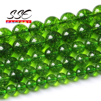 Skutečný Zelený Peridot Quartz Crystal Korálky Přírodní Kámen Kulaté Korálky pro Výrobu Šperků DIY Náramky Příslušenství 4 6 8 10 12 mm 15