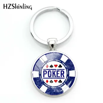 2020 Módní Klasický Poker Klíčenka Muži Horké Mužské Sklo Cabochon Řetízky Ručně Vyráběné Klíčenky Nejlepší Dárek Přívěsek Na Klíče Auto