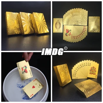 Nové Zlaté Lineární Vzor Zlaté Hrací Karty Vodotěsné PET/PVC Plastové Poker