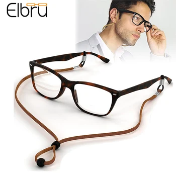 Elbru 4ks Klasické Odolné PU kůže Brýle Popruh Zesílené Anti-Slip Klip Smyčky Ultralehká Nastavitelná Brýle na Čtení Kabel