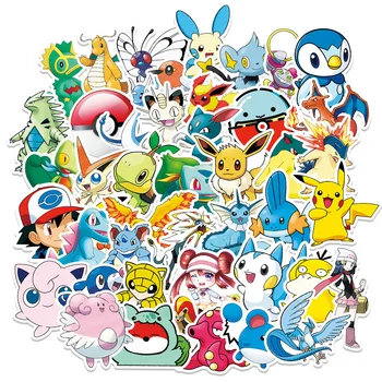 50ks Pokémon Samolepky Pikachu Anime Karikatura Graffiti Notebook Zavazadla Lednička Papírnictví Vodotěsné Dekorativní Samolepky Hračky