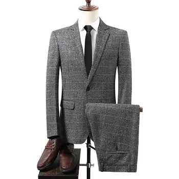 Boutique New (Sako + Kalhoty) Pánské Oblek Módní Obchodní italském Stylu Elegantní Šaty Slim Gentleman Formální 2-dílný Oblek 2022