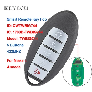Keyecu CWTWBIG744 Smart Auto Remote Key Fob 5 Tlačítka 433MHz pro Nissan Armada 2017-2018 Model: TWBIG744