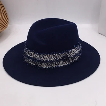 panama Evropské a Americké Vítr módní vlněný klobouk skrýt modré klobouky osobnost sen skaní hedvábí stuha, milovníky klobouk
