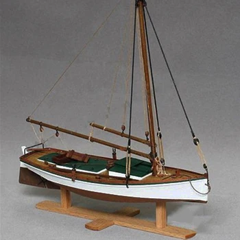 1/35 FLATTLE Dřevěný Člun Model DIY Ruční Rybářská Loď Model Kit Montážní Hračky Chlapci Dárek