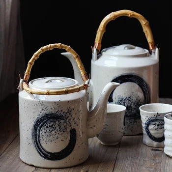Velká Kapacita Konvice Keramická Pitchel Kung-Fu Čaj Sklenice Japonsko Styl Vintage Čaj Hrnce, Porcelán