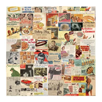 10/50ks Vintage Časopis Noviny Nálepky Na Kufr, Lednice, Telefon, Auto Skateboard Notebook, Zavazadla Styling Obtisk Nálepka