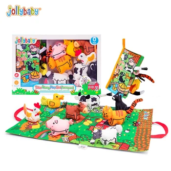 Jollybaby Začátku Stimulace Látkové Hrát Mat Farm Jungle Plněné Hračky pro děti, Zvířecí Ocasy Kniha Puzzle Hra pro Děti od 2 Do 4 Let