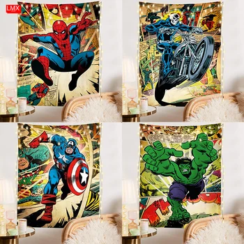 Marvel Avengers Comic Cover Styl Gobelín Kapitán Amerika, Spider-Man, Hulk, Daredevil Zdi Visí Hadříkem Deku Art Home Decor