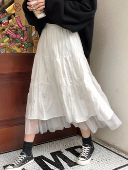 Boho Dlouhé Sukně pro Ženy Sukně Harajuku korejský Styl Bílá Černá Maxi Sukně pro Teenagery Sukně s Vysokým Pasem Sukně Školy