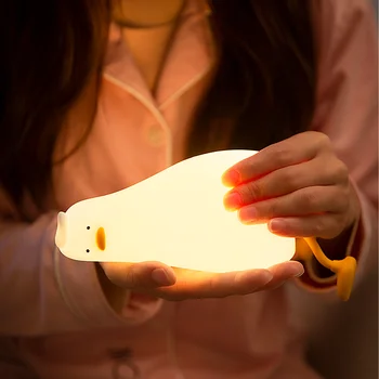 Kachna Noční Světlo LED USB Nabíjecí Kreslený Silikonové Spát Stolní Lampa Pat Spínač Děti Dítě Atmosféru Ložnice Dekor Dárek