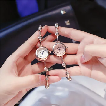 Nové Rose Gold Náramek Hodinky Ženy Luxusní Crystal Šaty Náramkové hodinky Hodiny Ženské Módy Ležérní Quartz Hodinky reloj mujer